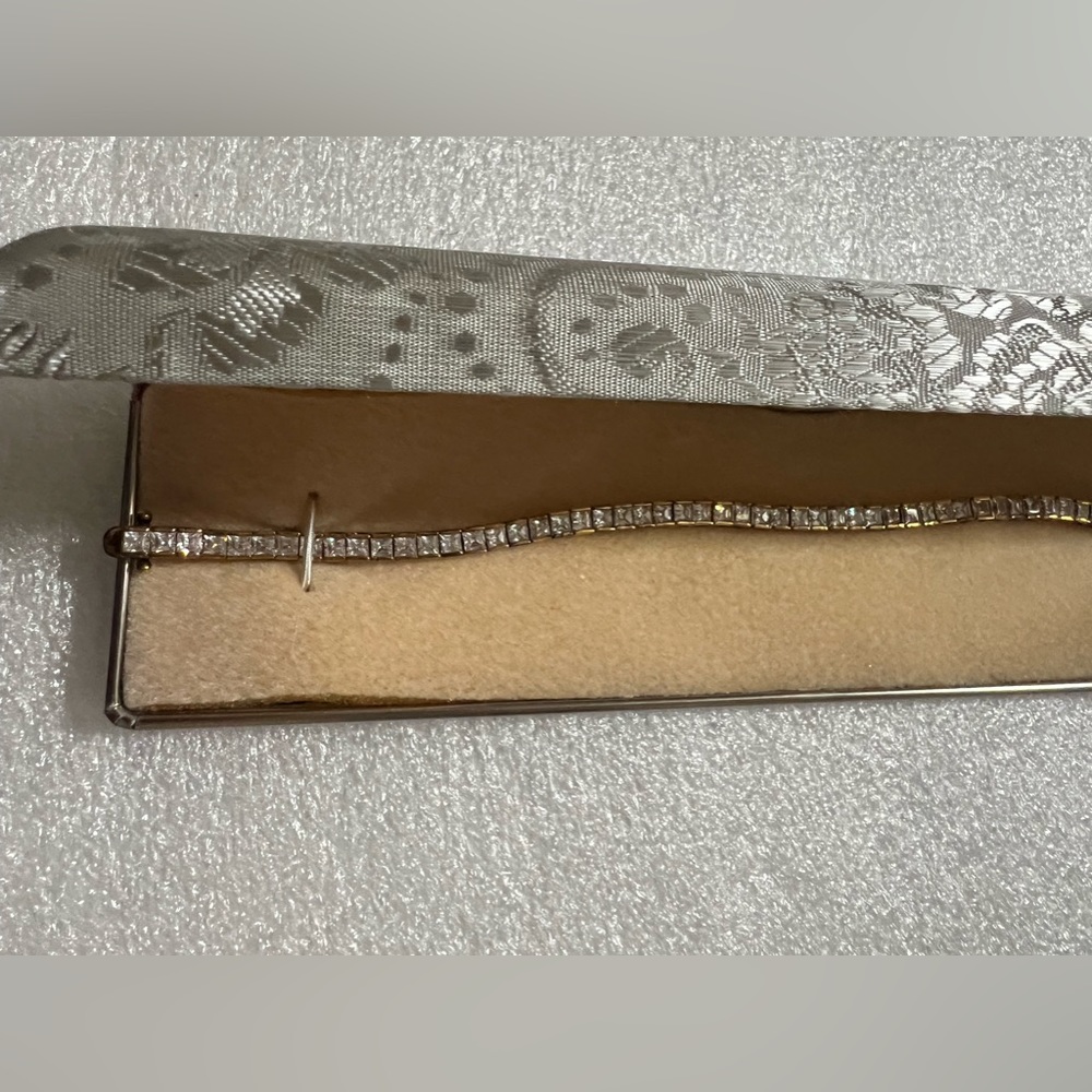 Suzanne Somers Gold Over Stirring Silver 925 Tennis Bracelet In Original Box View 2